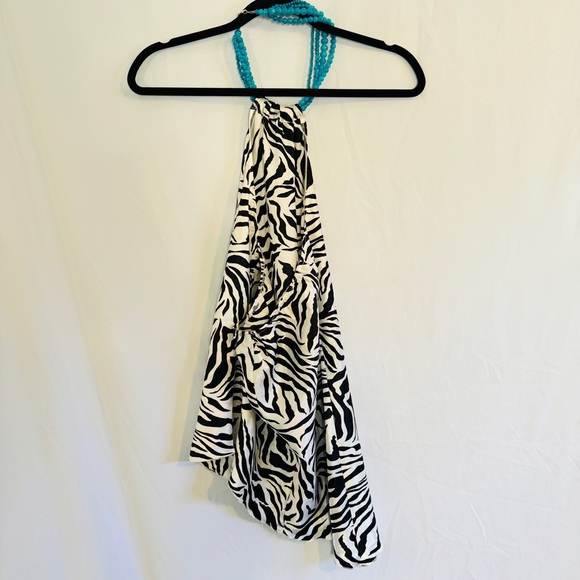 Princy by Jessica Simpson Halter Top Backless Asymmetrical Beaded Necklace Sz M - Picture 2 of 6